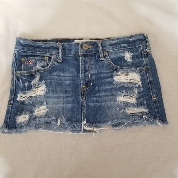 Hollister Blue Distressed Denim Mini Skirt Size 25 - Picture 11 of 11